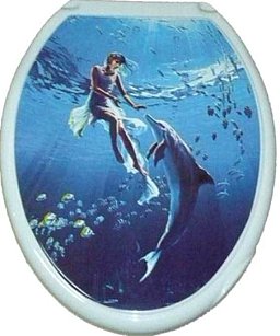 Сиденье с крышкой для унитаза "ДЕКОР" "Девушка с дельфином" цвет белый  1593628