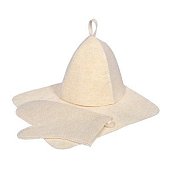 Набор из 3-х предметов (шапка, коврик, рукавица) белый