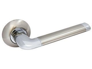 Ручка круг розетка "Ферарра" матовый никель-полир хром/LS 518549 Ручка круг розетка "Ферарра" матовый никель-полир хром/LS 518549