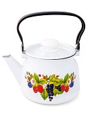 Чайник эмалированный 2,3л декор белый с петлей С2714