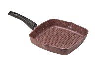 Сковорода гриль Горница 260х260 мм, съемная ручка (софт тач), без крышки, серия "Шоколад"