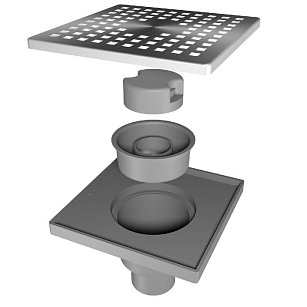 Душевой трап 150х150 мм металлическая решетка, вертикальный выпуск D50 пластик FLISSEN