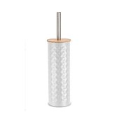 Ерш с бамбуковой крышкой WHITE RHOMBUS, белый/бамбук