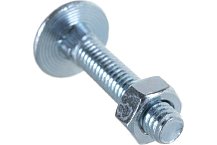 Болт мебельный DIN 603  8x 40 с гайкой (белый цинк 6 шт)