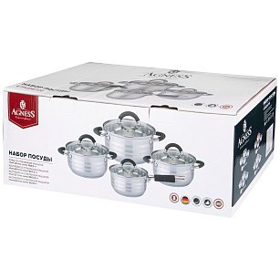 Набор кастрюль и ковш 8 предметов " Черное золото" 1,8/2,8/3,7/6,5 л.