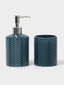 Набор для ванной "Минимал", 2 предмета (дозатор для мыла, стакан), цвет синий