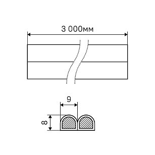 Уплотнитель СТАНДАРТ D 9*8  6м. (3+3) черный