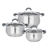 Набор кастрюль VETTA Вена 6 предметов (1,9л+3,6л+6,0л) со стеклянной крышкой