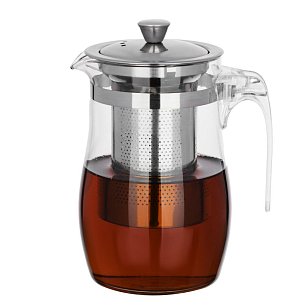 Чайник заварочный с сеточкой, 750мл, ситечко из нержавеющей стали, стекло, пластик
