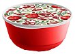 Миска Bergamo 3л с крышкой с декором красный