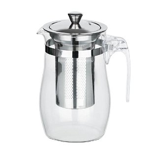 Чайник заварочный с сеточкой, 750мл, ситечко из нержавеющей стали, стекло, пластик