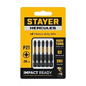Торсионные биты STAYER HERCULES, PZ1, 50 мм, 5 шт (26233-1-50-5) Торсионные биты STAYER HERCULES, PZ1, 50 мм, 5 шт (26233-1-50-5)
