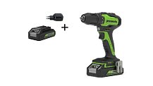 Дрель-шуруповерт аккумуляторная Greenworks GD24DD35K2 (АКБ 2А*ч и ЗУ) Дрель-шуруповерт аккумуляторная Greenworks GD24DD35K2 (АКБ 2А*ч и ЗУ)