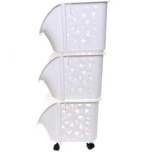 Этажерка для хранения напольная "Бискотти", дымчатый белый, три секции, 38*32,5*73см