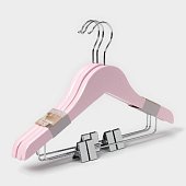Вешалки плечики детские, с зажимом для брюк и юбок розовый 31,5х1х22 см, 3 шт
