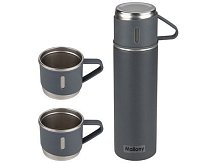 Набор: термос + Термо кружки FESTA, 0,5 л (3 кружки), серый