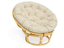 Кресло для отдыха Папасан 110 см, натуральный ротанг, медовый каркас, бежевая подушка Р110Н