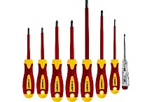 Набор: отвертки SL 3, 5, 6 / PH 1, 2 / PZ 1, 2, тестер 100-250 В, ЗУБР "Профессионал" 25268, в кейсе