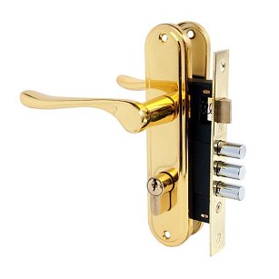 Замок врезной с ручками АЛЛЮР 127/1 gp латунь