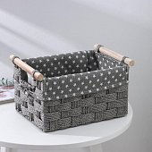 Корзина для хранения плетеная с деревянными ручками 30х21х17 см, малая