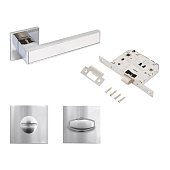 Комплект ручка с защелкой и фиксатором АЛЛЮР АРТ "ЛАНА" CP/W +L7050S CP+BK-S2 CP (86211/S7050) хром/белый