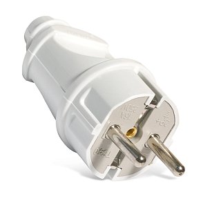 Вилка электрическая прямая с з/к 16А 250В белая (еврослот) UNIVersal А101