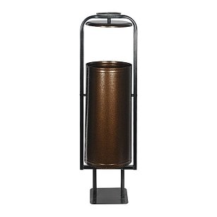 Урна для мусора круглая `Сатурн` с крышкой и пепельницей (антик медь) 28 л