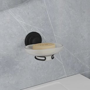 Мыльница, проволока стальная, черный матовый, матовое стекло, Easy, Milardo, EASBWSGM42