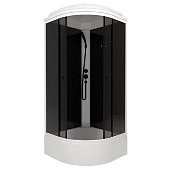 Душевая кабина Грэй-Блэк (90*90 В) средний поддон, задняя стенка черная, стекла грэй