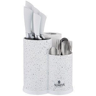 Подставка для ножей AGNESS универсальная с держателем для полотенец 25*22*16см