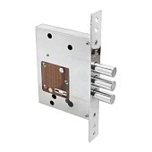 Замок врезной для металлических дверей БУЛАТ ЗВ8-8.60.00.3(16).08 хром сувальд  б/о б/наклад 5 ключей