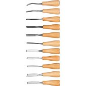 Набор DEXX: Стамески фигурные "мини" с деревянной ручкой, 11шт