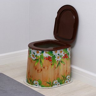Туалет дачный "Летний день" без дна, с креплением к полу, съемный стульчак