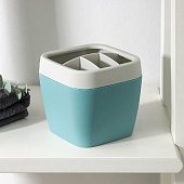 Подставка для зубных щеток 10,4х10,4х9,9см "Эллиса", серо-бирюзовый