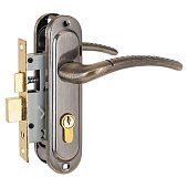 Замок врезной с ручкой Стандарт 132/50 AB старая бронза