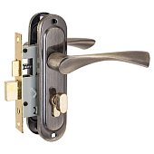 Замок врезной с ручками Стандарт 103/50B вертушка AB старая бронза