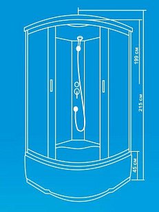 Душевая кабина ВМ-820 (80*80*215) высокий поддон, задняя стенка матовая, стекло матовое