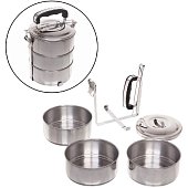 Контейнер для продуктов металлический 13*16,5см 3 уровня, пластиковая ручка