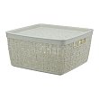 Коробка Бязь 8л с крышкой 28х28х14см белый ротанг