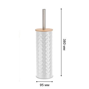 Ерш с бамбуковой крышкой WHITE RHOMBUS, белый/бамбук
