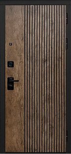 Дверь входная металлическая  Омега дуб коньяк/зеркало 2050х860 правая