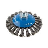 Щетка ЗУБР "ЭКСПЕРТ" коническая для ушм, плетеные пучки стальной проволоки 0,5мм, 100мм/м14