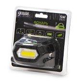 Фонарь налобный Gauss GFL409 5W 200lm Li-ion 1200mAh LED GF409