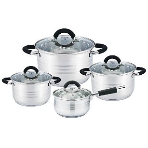 Набор кастрюль и ковш 8 предметов " Черное золото" 1,8/2,8/3,7/6,5 л.