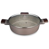 Сотейник со стеклянной крышкой и антипригарным покрытием PFLUON MARBLE, 26*7,5см