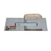 Кельма нержавеющая сталь, деревянная рукоятка, 130х270мм, зуб 4х4мм, Китай 1401204