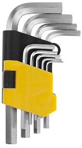 Набор STAYER Ключи "master" имбусовые короткие, Cr-V, сатин. покрытие Т2-Т10мм