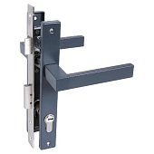 Замок врезной с ручкой СТАНДАРТ 8520.01.7016 серый антрацит, ключ-ключ