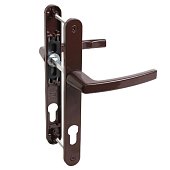 Комплект ручек БУЛАТ РФ 85.25.02.8017 УРАЛ корич. с пружин. м/о 85 "под пальчики" для узкопрофильных дверей и калиток Комплект ручек БУЛАТ РФ 85.25.02.8017 УРАЛ корич. с пружин. м/о 85 "под пальчики" для узкопрофильных дверей и калиток