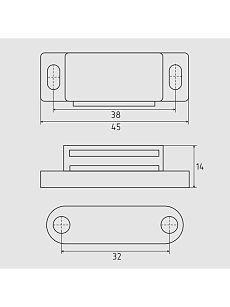 Магнитная защелка мебельная SANBERG 45х15 (белая) малая